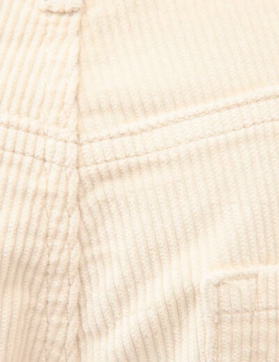 Pantalon taille haute velours resserr&eacute; ivoire femme