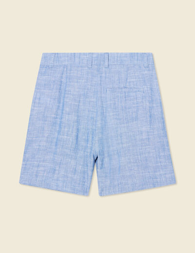 Short droit avec pinces bleu femme