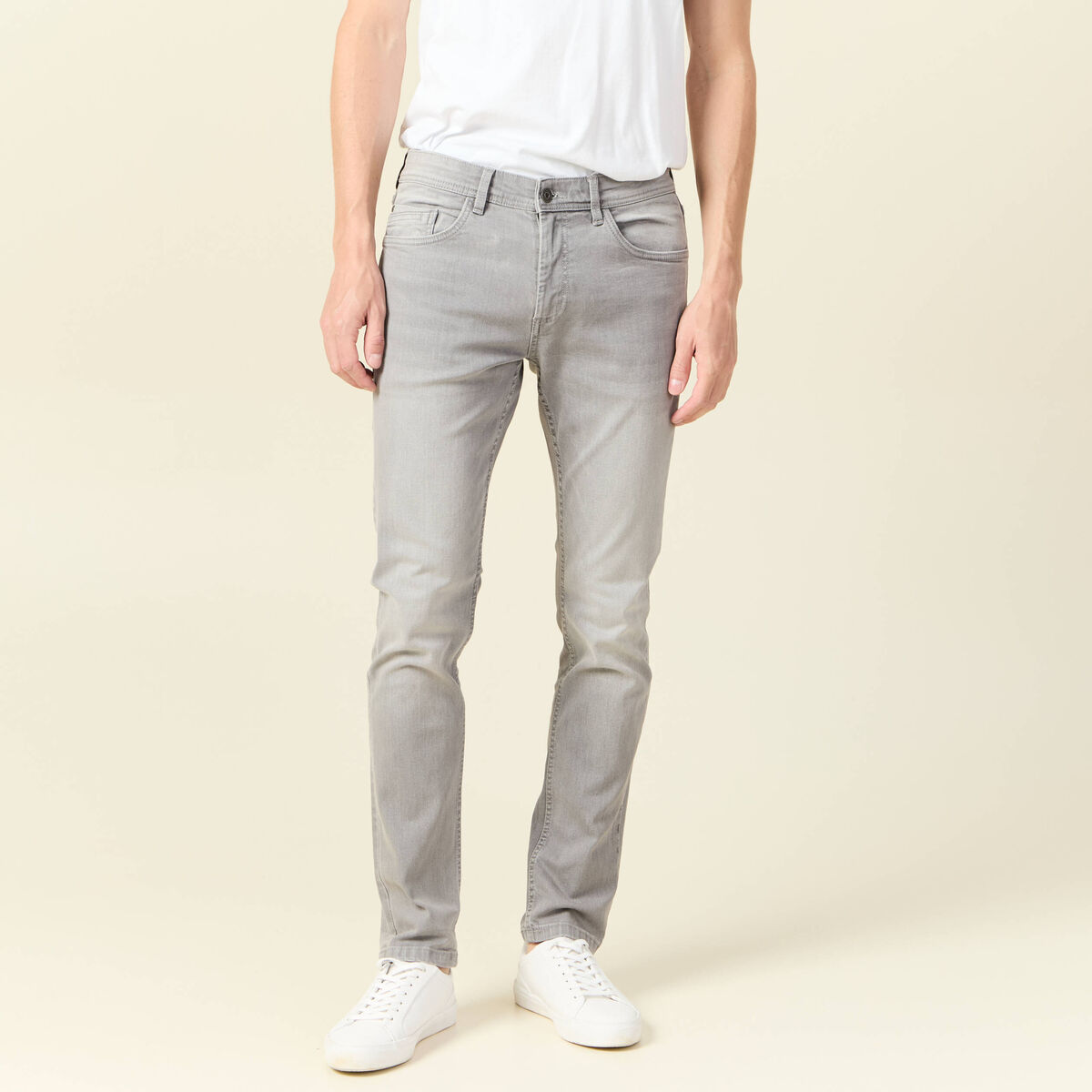 Jeans slim éco-responsable denim snow gris homme