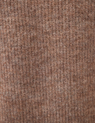Pull droit col montant manches longues marron femme