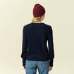 Pull col V manches longues bleu marine femme