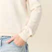 Pull col v manches longues en coton creme femme