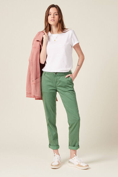 Pantalon chino Instinct vert femme