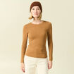T-shirt cintr&eacute; manches longues col rond marron clair femme