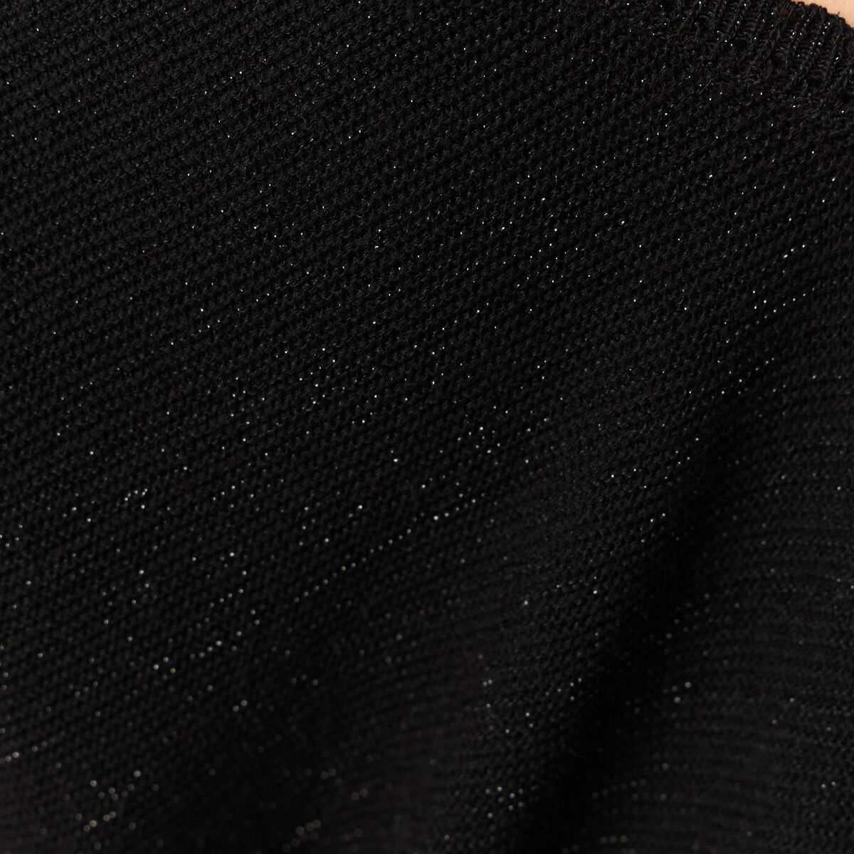 Pull manches longues ajouré noir femme