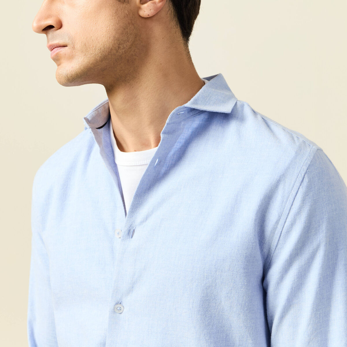 Chemise col classique manches longues bleu ciel homme