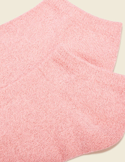 Chaussettes fils métallisés rose corail femme