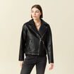 Blouson biker simili cuir noir femme