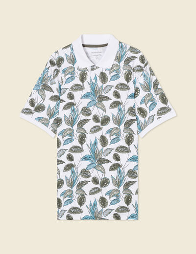Polo droit en coton manches courtes blanc homme