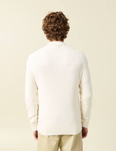 Polo manches longues ecru homme