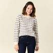 Pull manches longues ajouré ecru femme