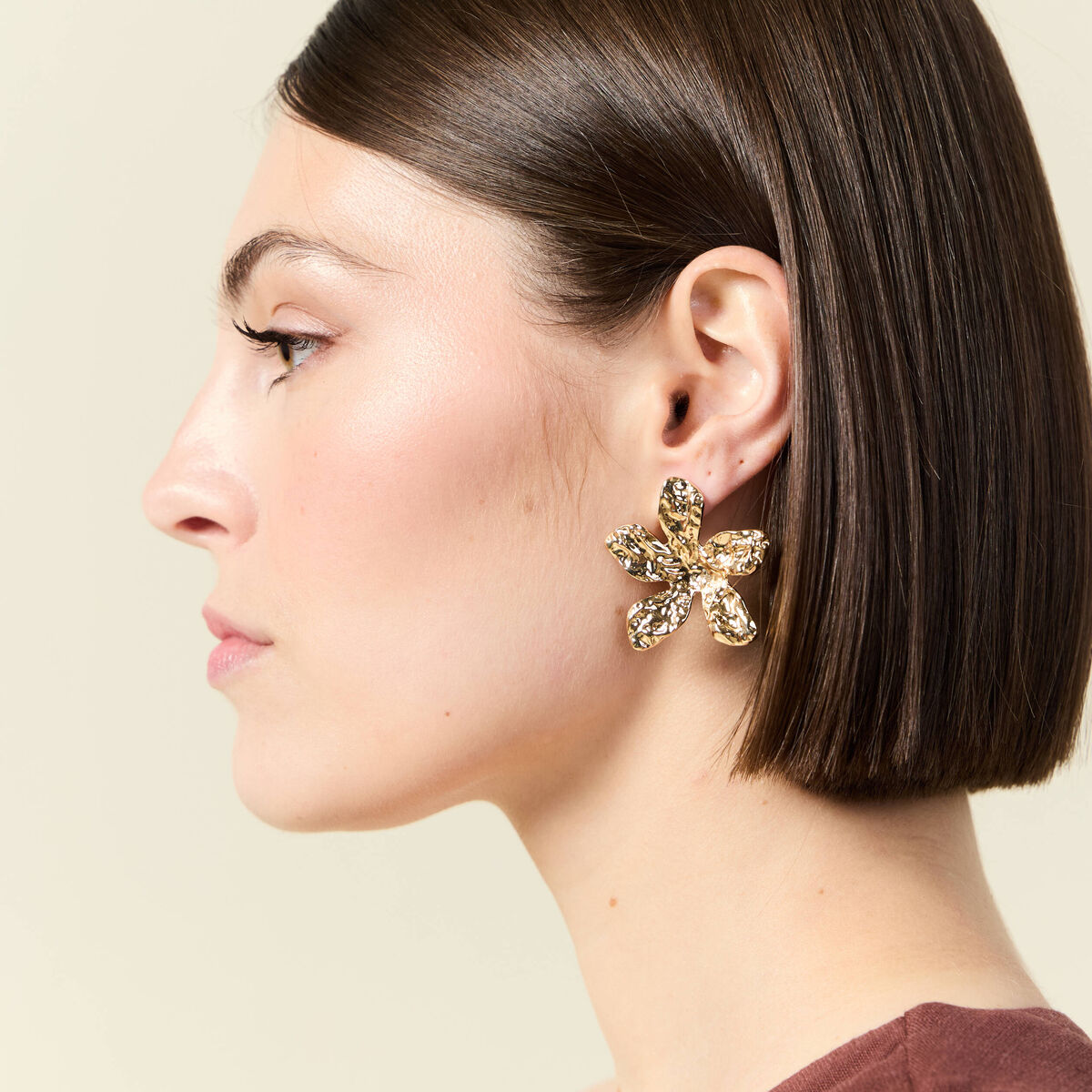 Boucles d'oreilles clous couleur or femme