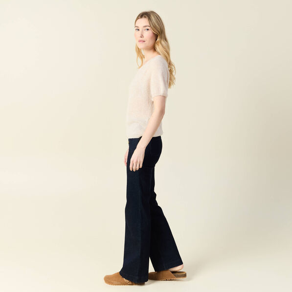 Pull manches courtes creme femme
