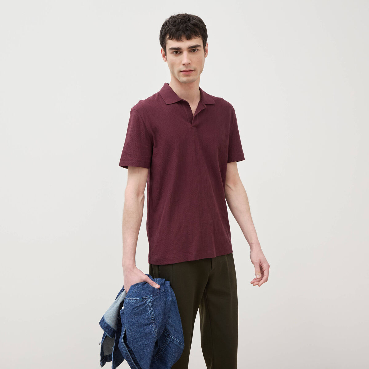 Polo manches courtes prune homme
