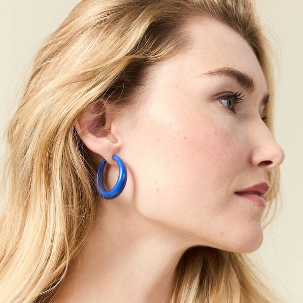 boucles doreilles creoles bleu electrique femme Boucles d'oreilles créoles bleu electrique femme