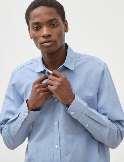 Chemise manches longues bleu gris homme