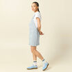 Robe en jeans &agrave; bretelles col carr&eacute; bleu marine femme