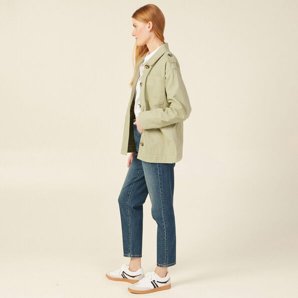 Veste droite avec poches vert kaki femme