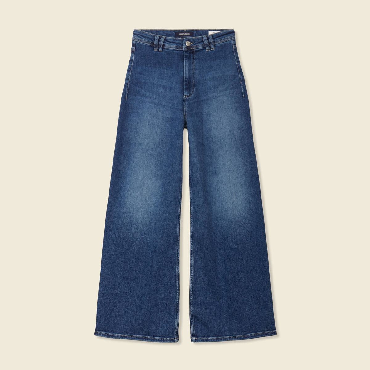 Jeans wide leg taille haute denim stone femme