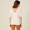 Pull manches courtes creme femme