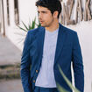 Veste blazer cintré bleu foncé homme