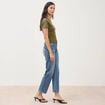 T-shirt ajust&eacute; col rond manches courtes vert olive femme