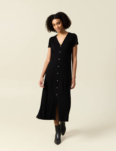 Robe longue droite noir femme