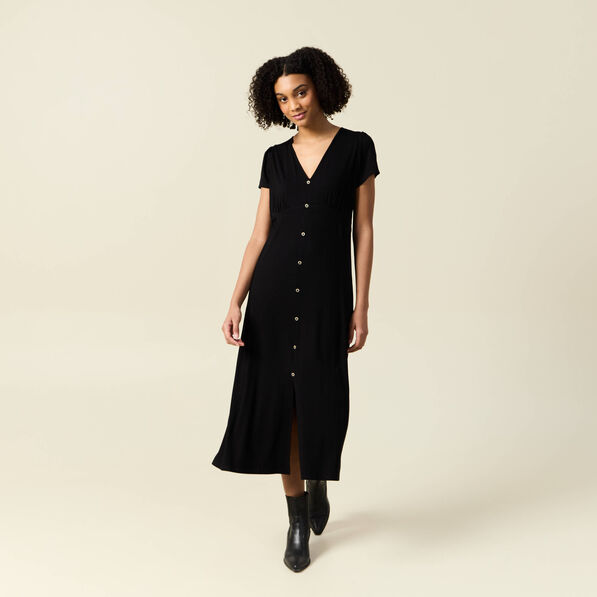 Robe longue droite noir femme