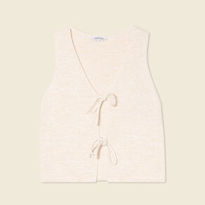 debardeur tricot noue creme femme Débardeur tricot noué creme femme