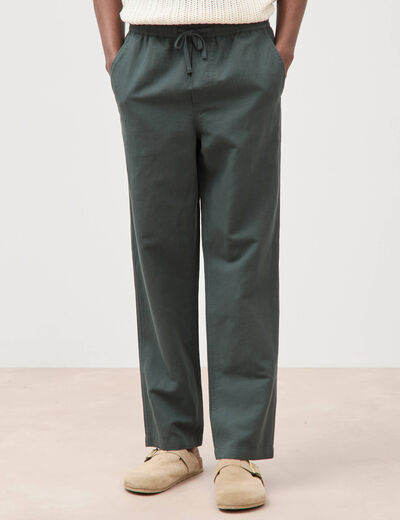 Pantalon coupe straight vert kaki homme