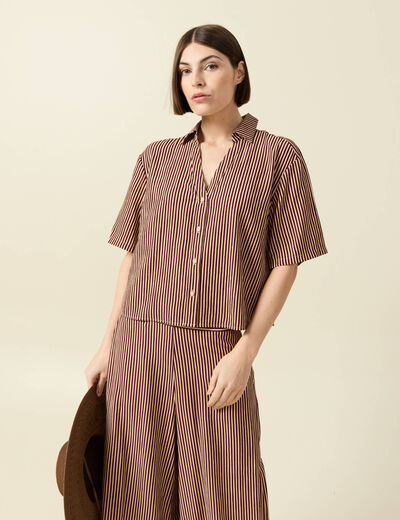 Blouse manches courtes fluide violet femme