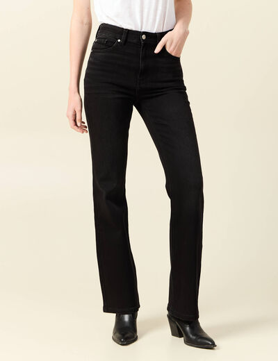 Jeans flare taille haute denim noir femme