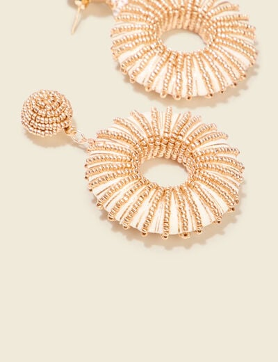 Boucles d'oreilles pendantes ecru femme