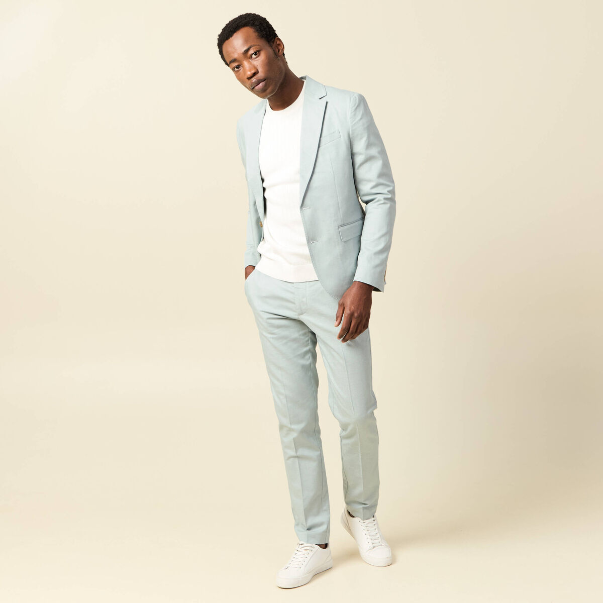 Blazer manches longues col classique vert clair homme