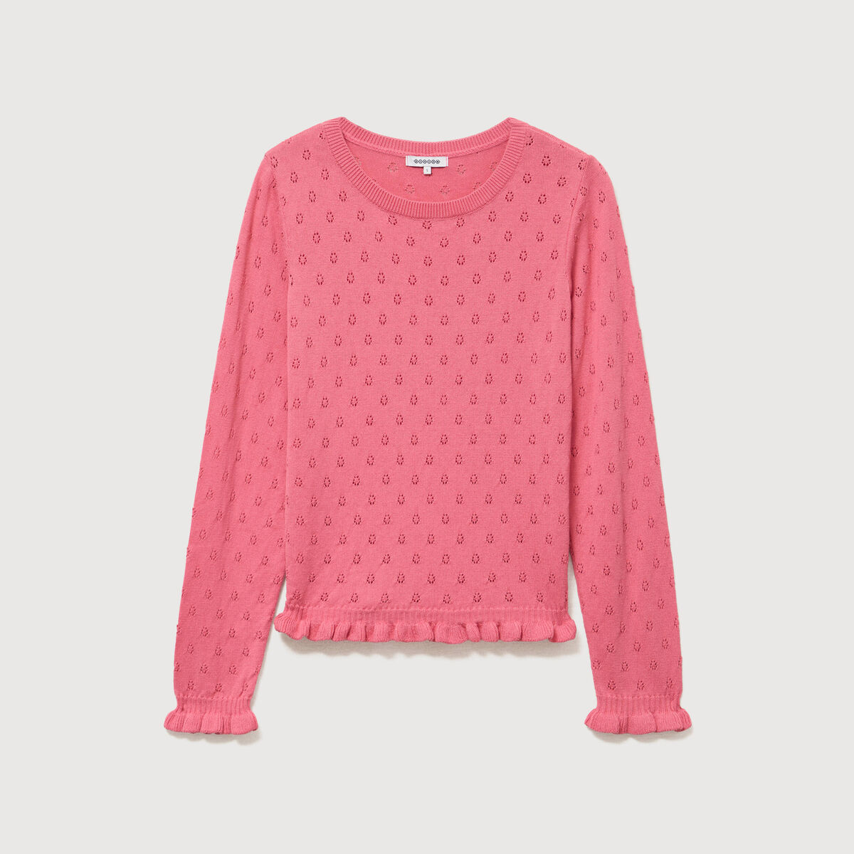 Pull droit col rond manches longues vieux rose femme