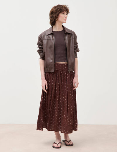 D&eacute;bardeur bretelles col rond en coton marron fonc&eacute; femme
