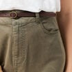 Jupe midi crayon ceinturée vert kaki femme