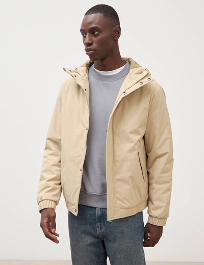 Parka coupe r&eacute;guli&egrave;re &agrave; capuche beige homme