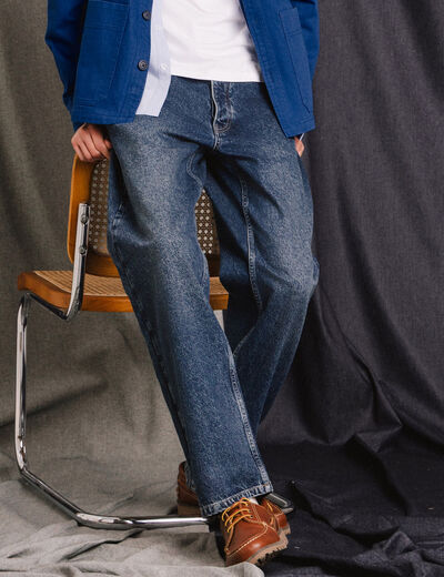 Jeans large longueur 32 en coton bleu homme