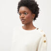 Pull droit col rond manches longues ecru femme