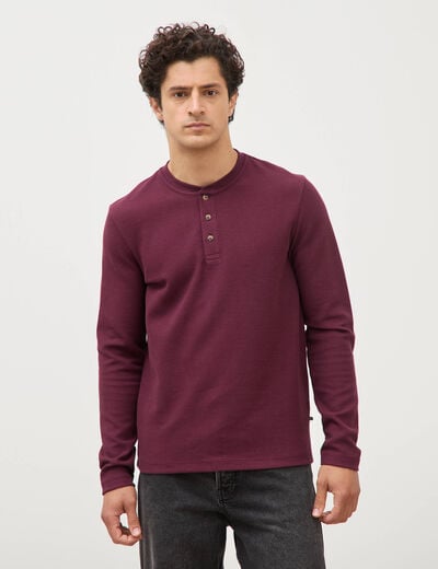 T-shirt manches longues prune homme
