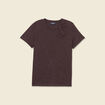 T-shirt col rond manches courtes marron femme