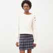 Pull droit col rond manches longues ecru femme