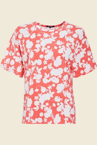 T-shirt manches courtes rose corail femme