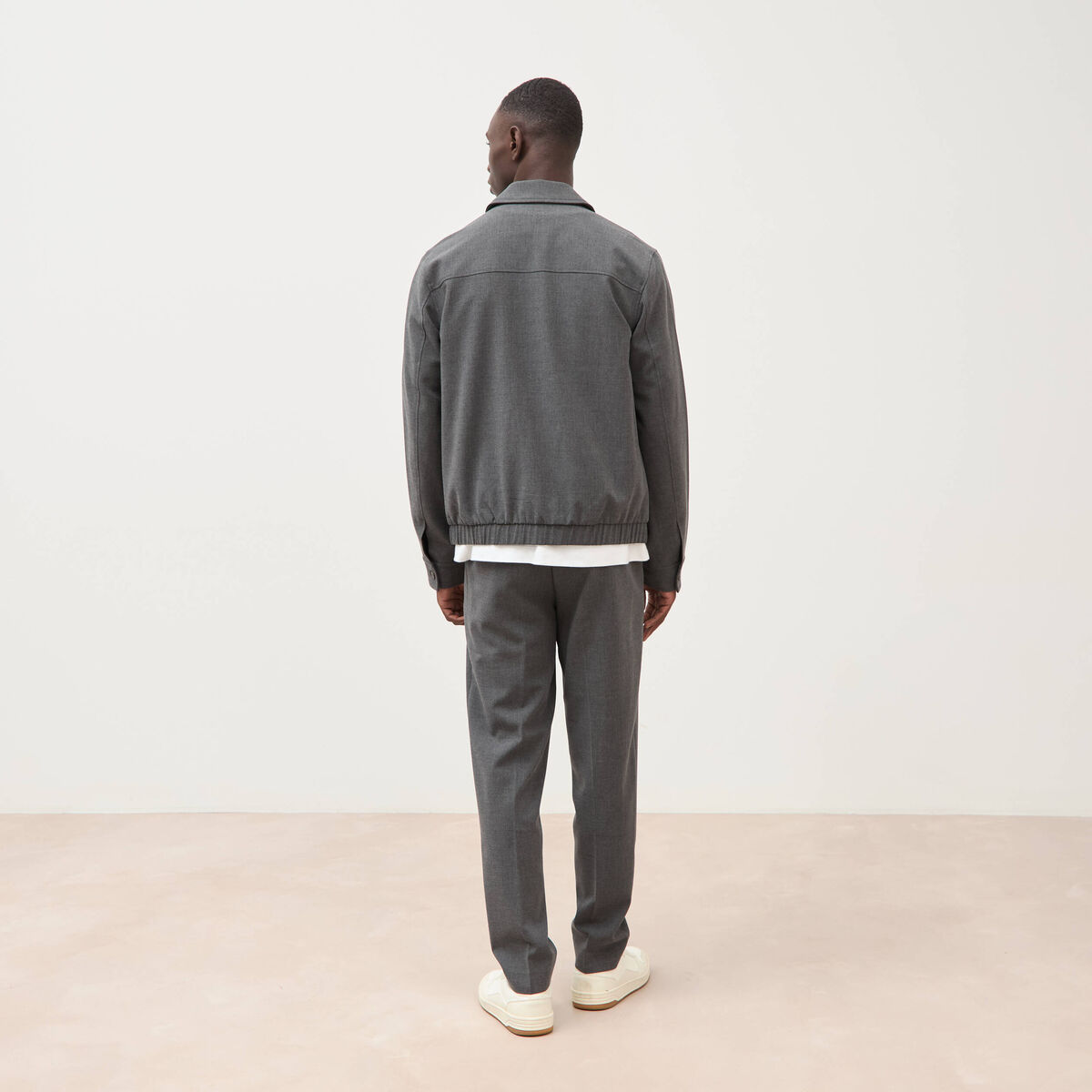 Blouson manches longues doubl&eacute; gris fonc&eacute; homme