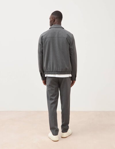 Blouson manches longues doubl&eacute; gris fonc&eacute; homme