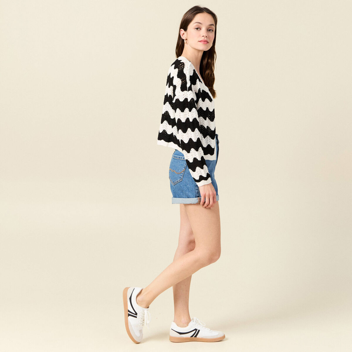 Gilet ajouré éco-responsable noir femme