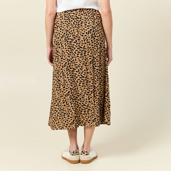 Jupe longue portefeuille marron clair femme