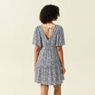 Robe évasée manches courtes bleu femme