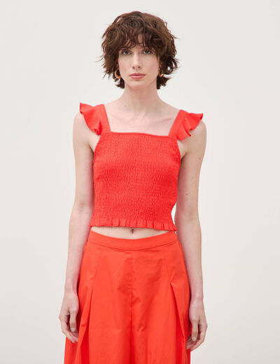 D&eacute;bardeur cintr&eacute; cropped d&eacute;collet&eacute; orange fonc&eacute; femme